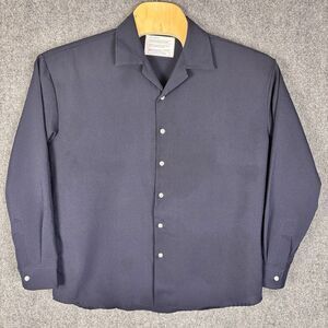 DS COMPANY Mens L/XL Navy Camp Collar Shirt Made in Korea Polyester